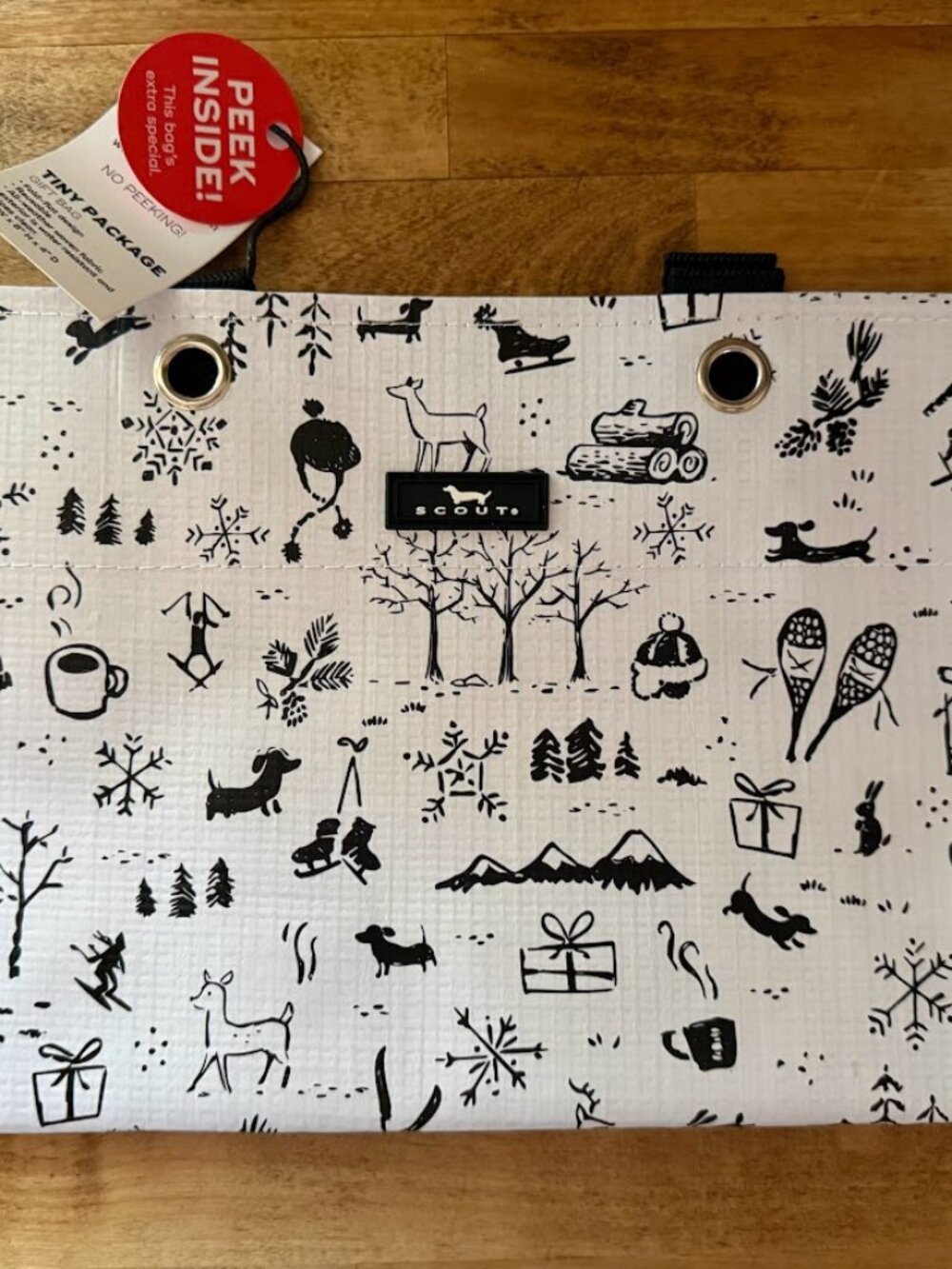 NWT Tiny Package SCOUT Dachshund Doxie Tote Bag Black/White